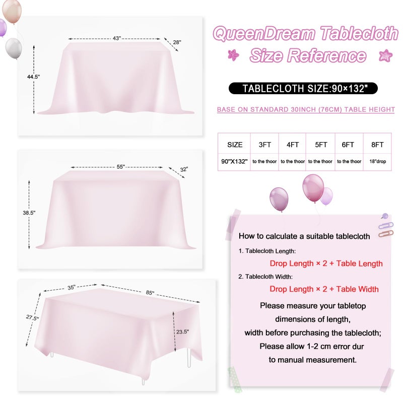 QueenDream Party Tablecloth Rectangular 90 x 132 Inch White Iridescent Tablecloth Table Cloth Overlay for Birthday Bridal Shower Wedding Decorations - Image 5